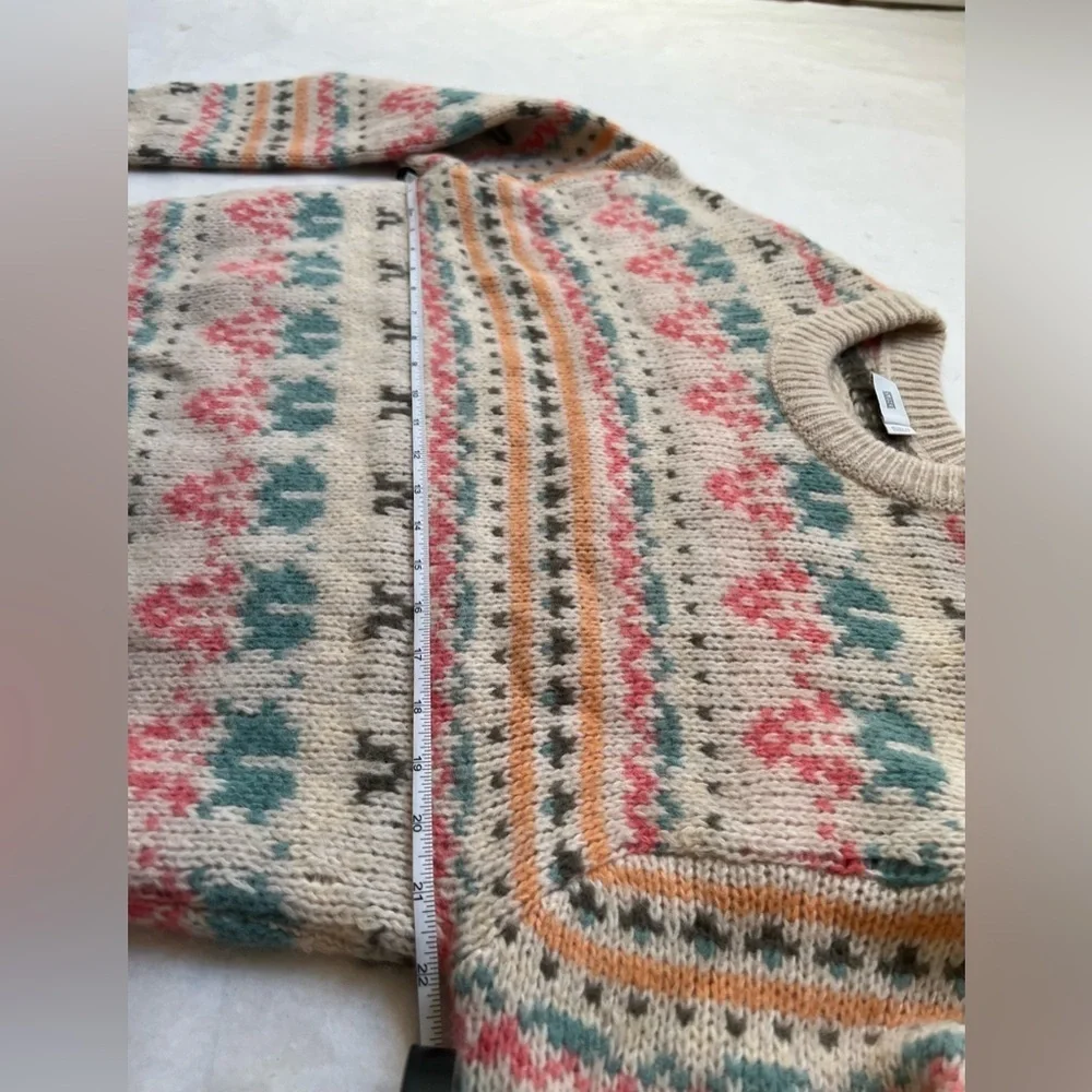 $425 CLOSED Alpaca Wool Jacquard Fair Isle Sweater Multicolor Ivory Size XS